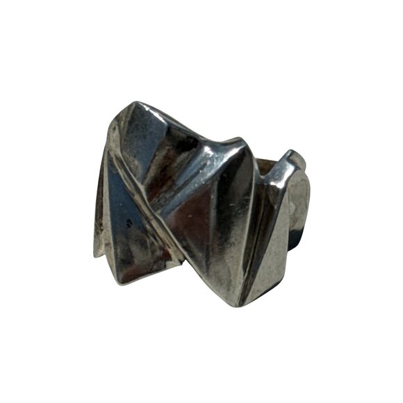 Brutalist Sterling Silver Ring Abstract Modernist Sculptural Design Size 10.5 17 - Picture 13 of 16